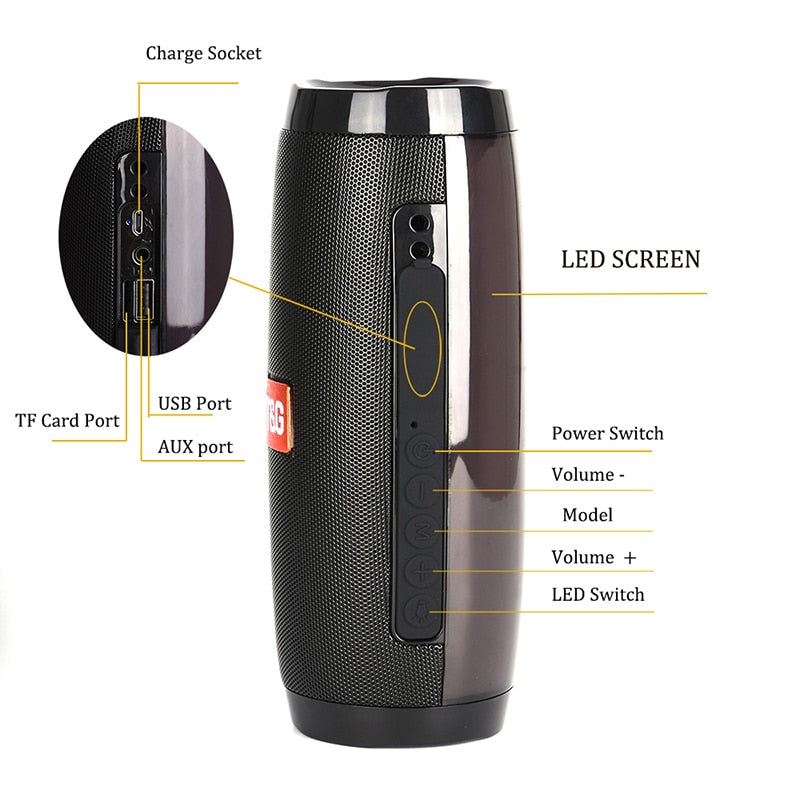 TG157 20W Alto-falante portátil Bluetooth 1200MAH LED Light Wireless