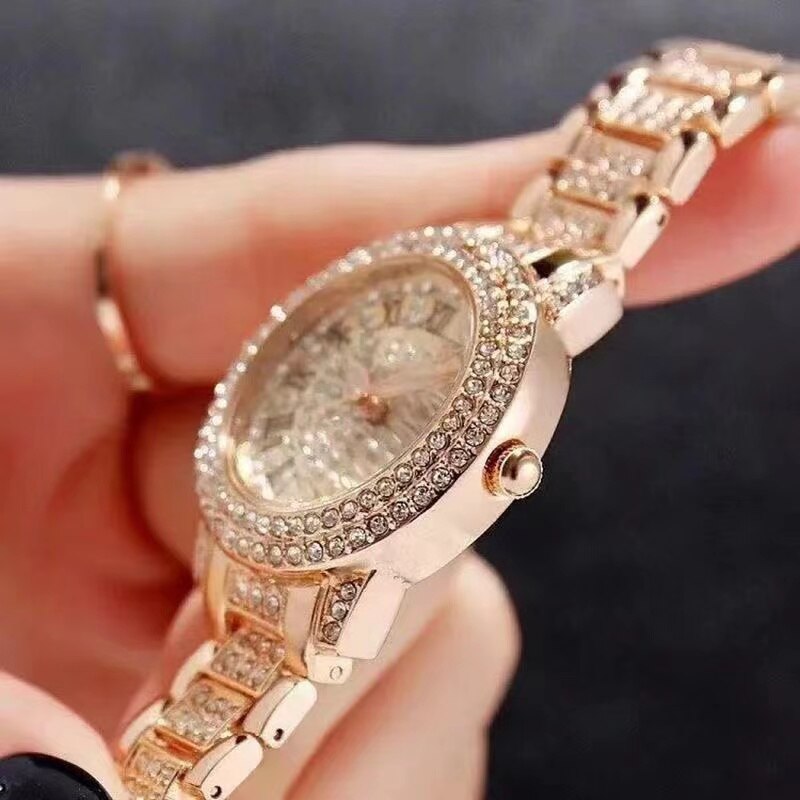 Relógio feminino com zircônia e cristal de pulso quartzo marca de luxo